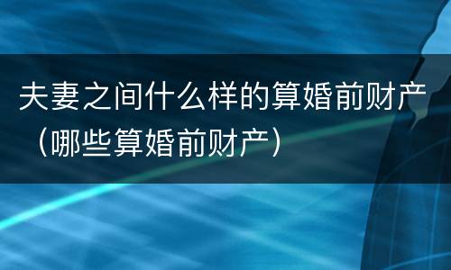 夫妻之间什么样的算婚前财产（哪些算婚前财产）