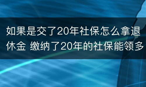 如果是交了20年社保怎么拿退休金 缴纳了20年的社保能领多少工资