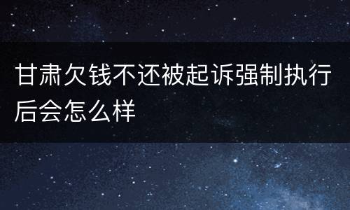 甘肃欠钱不还被起诉强制执行后会怎么样
