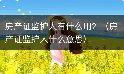 房产证监护人有什么用？（房产证监护人什么意思）