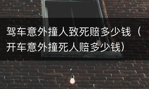 驾车意外撞人致死赔多少钱（开车意外撞死人赔多少钱）