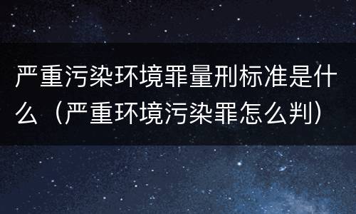 严重污染环境罪量刑标准是什么（严重环境污染罪怎么判）