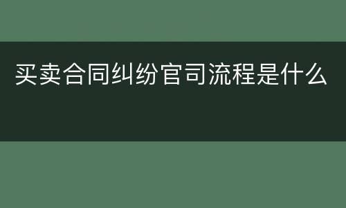 买卖合同纠纷官司流程是什么