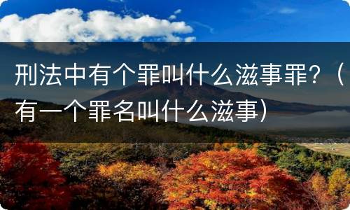 刑法中有个罪叫什么滋事罪?（有一个罪名叫什么滋事）
