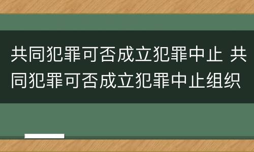 共同犯罪可否成立犯罪中止 共同犯罪可否成立犯罪中止组织
