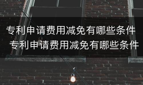 专利申请费用减免有哪些条件 专利申请费用减免有哪些条件呢