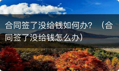 合同签了没给钱如何办？（合同签了没给钱怎么办）