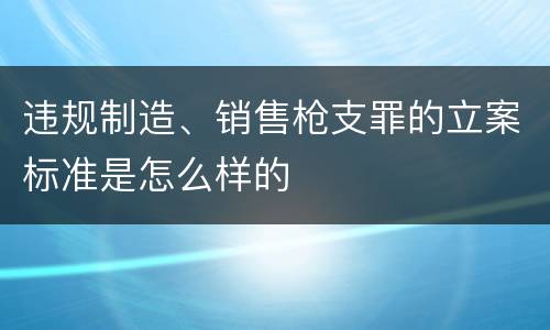 违规制造、销售枪支罪的立案标准是怎么样的