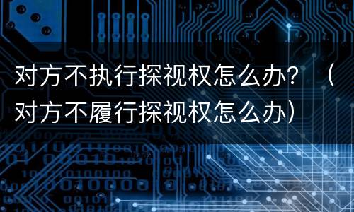 对方不执行探视权怎么办？（对方不履行探视权怎么办）