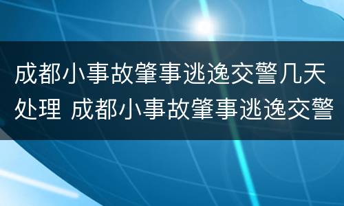 成都小事故肇事逃逸交警几天处理 成都小事故肇事逃逸交警几天处理完