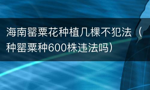 海南罂粟花种植几棵不犯法（种罂粟种600株违法吗）