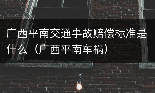 广西平南交通事故赔偿标准是什么（广西平南车祸）