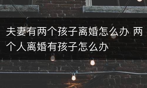 夫妻有两个孩子离婚怎么办 两个人离婚有孩子怎么办