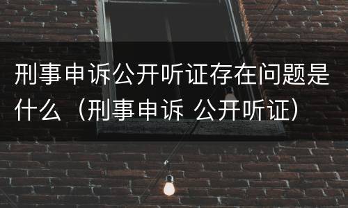 刑事申诉公开听证存在问题是什么（刑事申诉 公开听证）