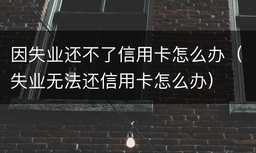 因失业还不了信用卡怎么办（失业无法还信用卡怎么办）