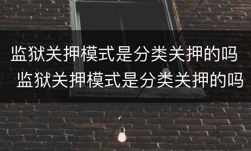 监狱关押模式是分类关押的吗 监狱关押模式是分类关押的吗为什么