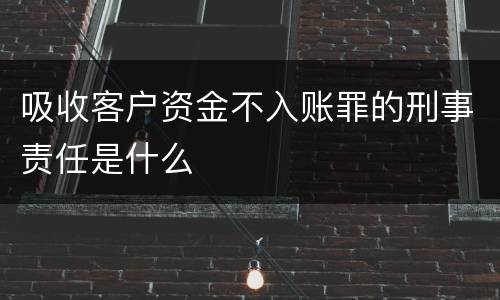 吸收客户资金不入账罪的刑事责任是什么