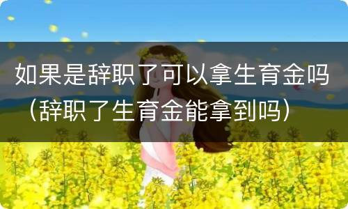 如果是辞职了可以拿生育金吗（辞职了生育金能拿到吗）