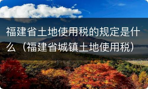 福建省土地使用税的规定是什么（福建省城镇土地使用税）