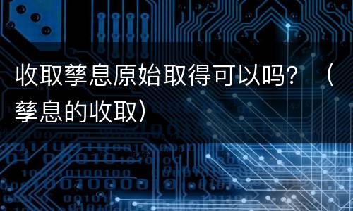 收取孳息原始取得可以吗？（孳息的收取）