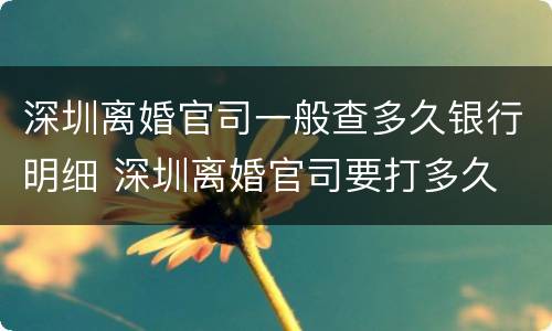 深圳离婚官司一般查多久银行明细 深圳离婚官司要打多久