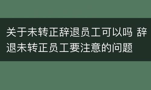 关于未转正辞退员工可以吗 辞退未转正员工要注意的问题