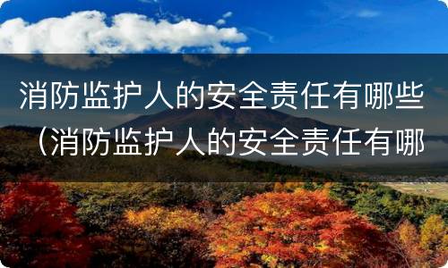 消防监护人的安全责任有哪些（消防监护人的安全责任有哪些方面）