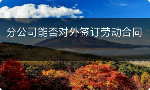 分公司能否对外签订劳动合同