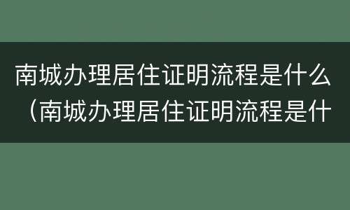 南城办理居住证明流程是什么（南城办理居住证明流程是什么呢）