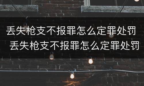 丢失枪支不报罪怎么定罪处罚 丢失枪支不报罪怎么定罪处罚条例