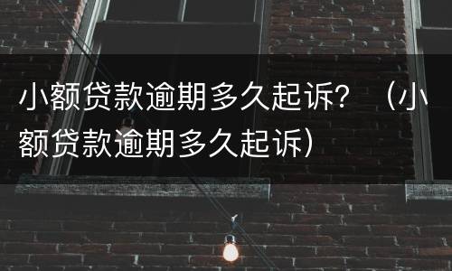 小额贷款逾期多久起诉？（小额贷款逾期多久起诉）
