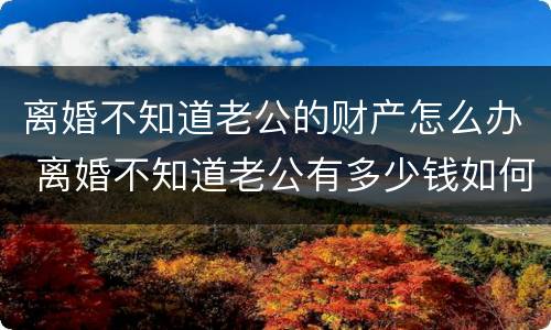 离婚不知道老公的财产怎么办 离婚不知道老公有多少钱如何保全