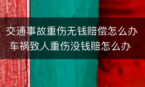 交通事故重伤无钱赔偿怎么办 车祸致人重伤没钱赔怎么办