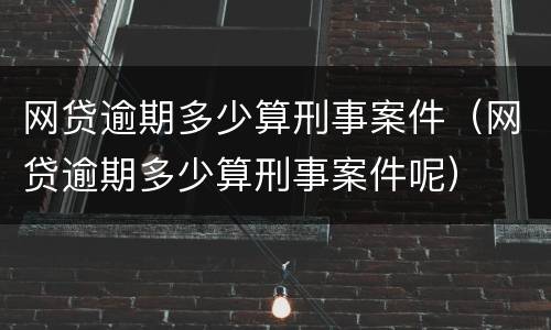 网贷逾期多少算刑事案件（网贷逾期多少算刑事案件呢）