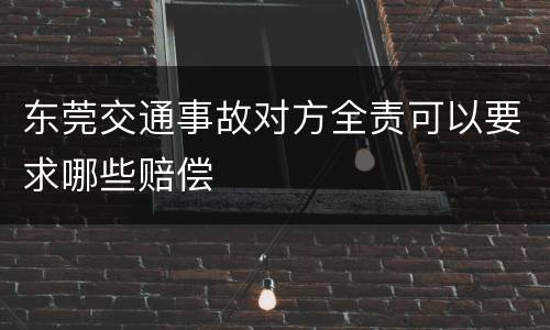 东莞交通事故对方全责可以要求哪些赔偿