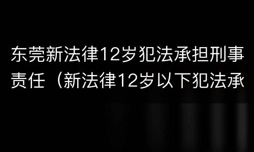东莞新法律12岁犯法承担刑事责任（新法律12岁以下犯法承担刑事责任）