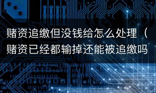 赌资追缴但没钱给怎么处理（赌资已经都输掉还能被追缴吗）