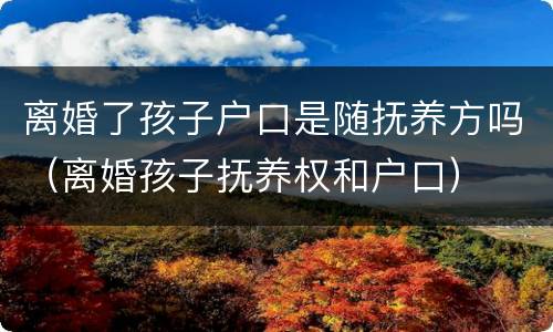 离婚了孩子户口是随抚养方吗（离婚孩子抚养权和户口）