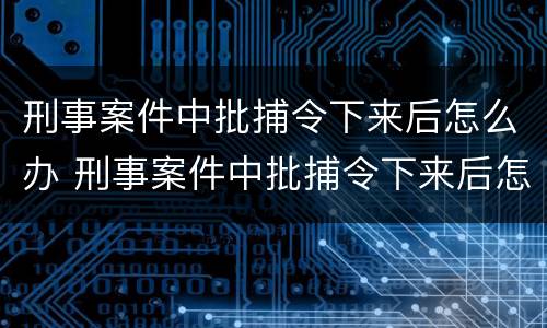 刑事案件中批捕令下来后怎么办 刑事案件中批捕令下来后怎么办呢
