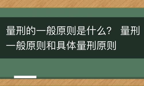 量刑的一般原则是什么？ 量刑一般原则和具体量刑原则