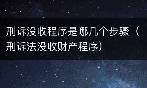 刑诉没收程序是哪几个步骤（刑诉法没收财产程序）