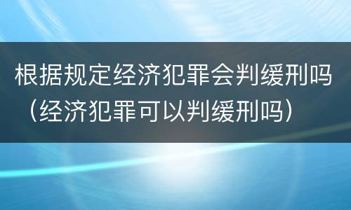 根据规定经济犯罪会判缓刑吗（经济犯罪可以判缓刑吗）