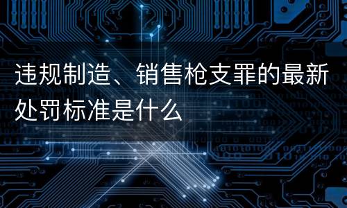 违规制造、销售枪支罪的最新处罚标准是什么