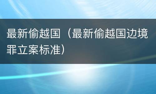 最新偷越国（最新偷越国边境罪立案标准）