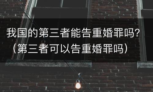 我国的第三者能告重婚罪吗？（第三者可以告重婚罪吗）