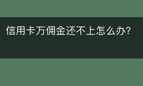 信用卡万佣金还不上怎么办？