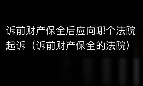 诉前财产保全后应向哪个法院起诉（诉前财产保全的法院）