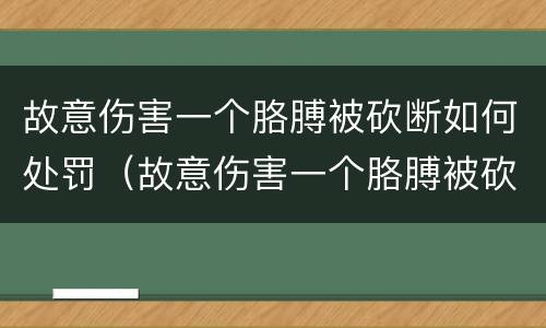 故意伤害一个胳膊被砍断如何处罚（故意伤害一个胳膊被砍断如何处罚呢）
