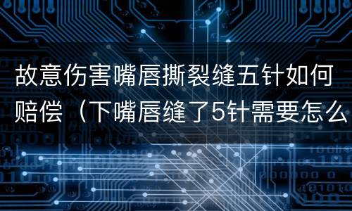 故意伤害嘴唇撕裂缝五针如何赔偿（下嘴唇缝了5针需要怎么赔偿）