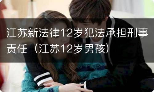 江苏新法律12岁犯法承担刑事责任（江苏12岁男孩）